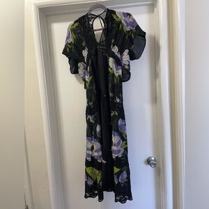 FARM RIO Floral Black Maxi Dress